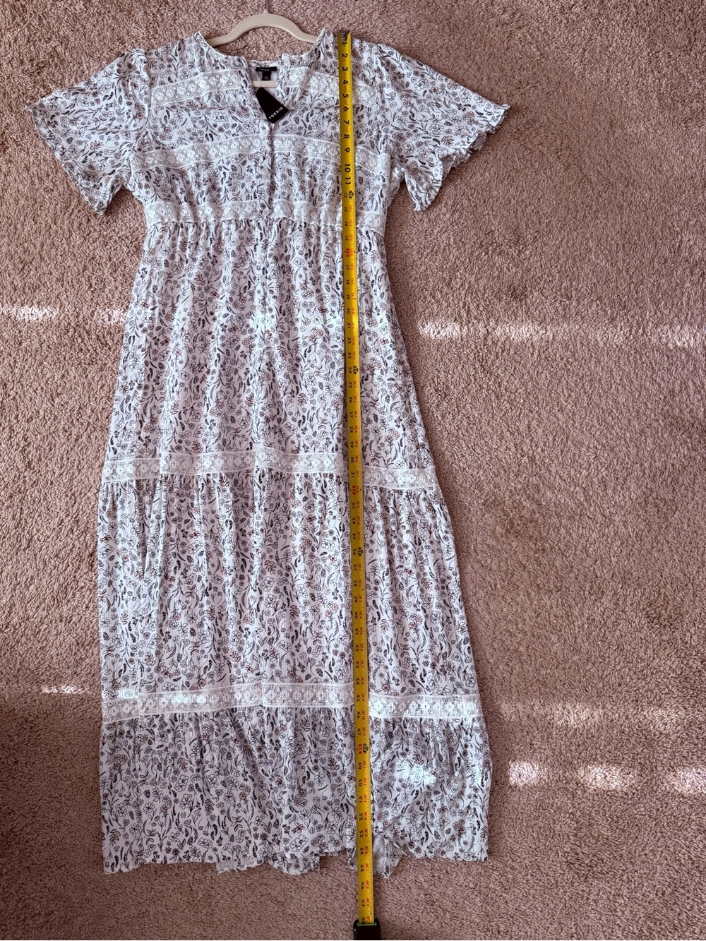 Torrid Maxi Dress Wash Gauze FloralLace Y-Neck Puff Ruffle Sleeves 00 M/L 10 NWT - Picture 15 of 16